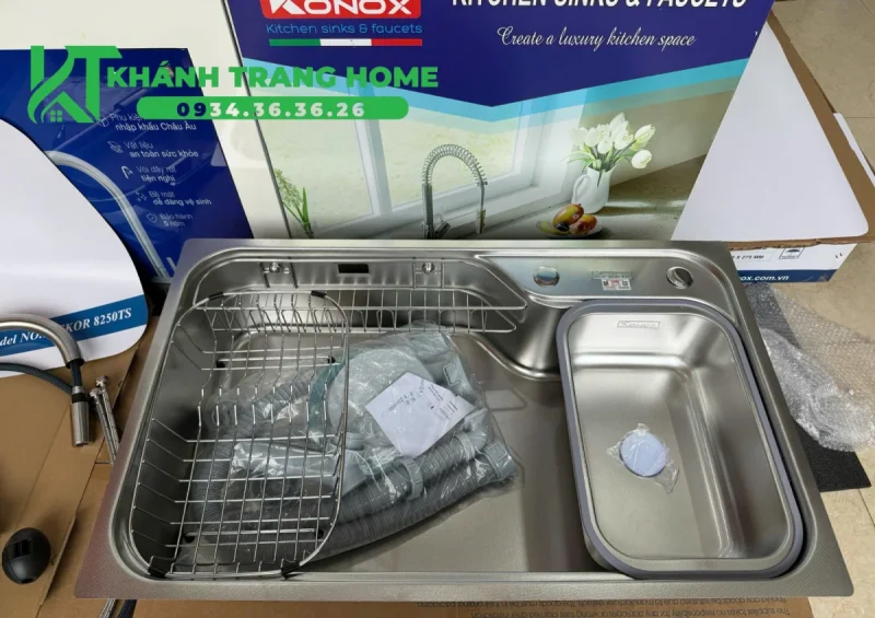 Chậu rửa bát inox 1 hố Konox Dekor 8250TS