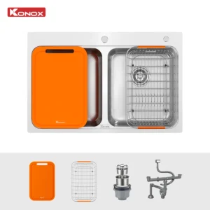 Chậu rửa bát 2 hố cân R50 Konox Tari 7851TD