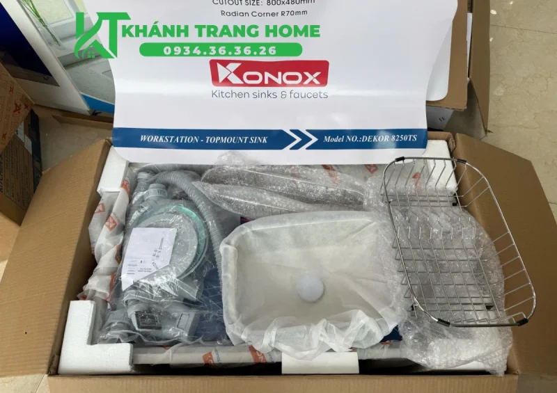 Chậu rửa bát inox 1 hố Konox Dekor 8250TS