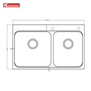Chậu rửa bát 2 hố lệch R50 Konox Tari 8251TD