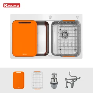 Chậu rửa bát 2 hố lệch R50 Konox Tari 8251TD
