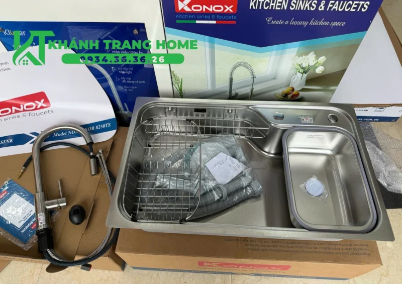 Chậu rửa bát inox 1 hố Konox Dekor 8250TS