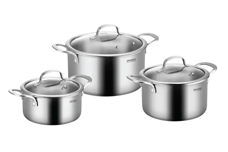 BỘ NỒI INOX GRANDX GX802 ELANO 2 BỘ NỒI INOX GRANDX GX802 ELANO
