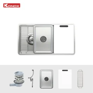 Chậu rửa bát inox 1 hố chống xước Konox Dekor JP8044SU-L