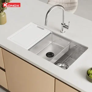 Chậu rửa bát inox 1 hố Konox Dekor JP8044SU-R 7 Chậu rửa bát inox 1 hố Konox Dekor JP8044SU-R