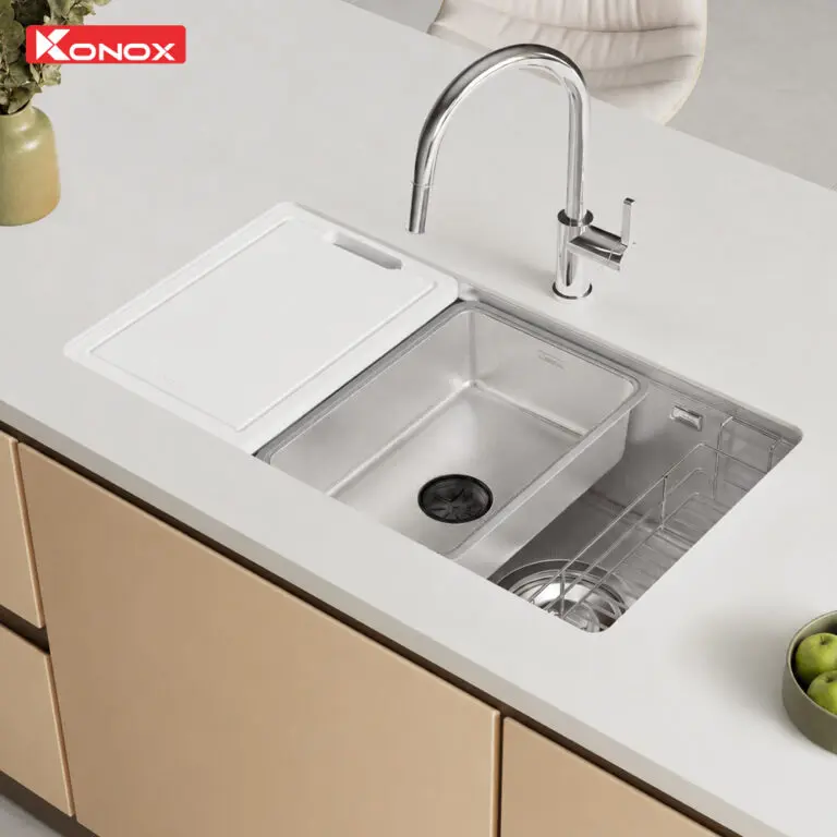 Chậu rửa bát inox 1 hố Konox Dekor JP8044SU-R 9 Chậu rửa bát inox 1 hố Konox Dekor JP8044SU-R