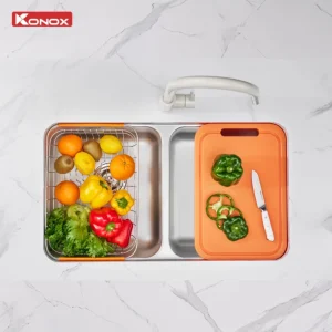 Chậu rửa bát lắp âm 2 hố cân R50 Tari 7846DU