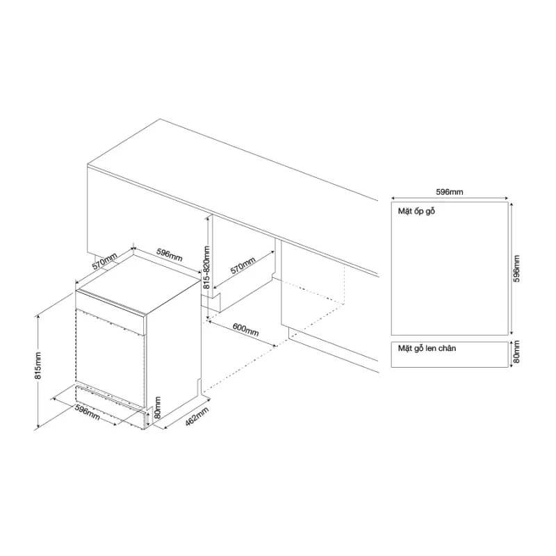 MÁY RỬA CHÉN BÁT ÂM TỦ MALLOCA MDW157SI