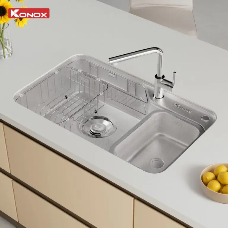 Chậu rửa bát inox 1 hố Konox Dekor 8250TS 11 Chậu rửa bát inox 1 hố Konox Dekor 8250TS