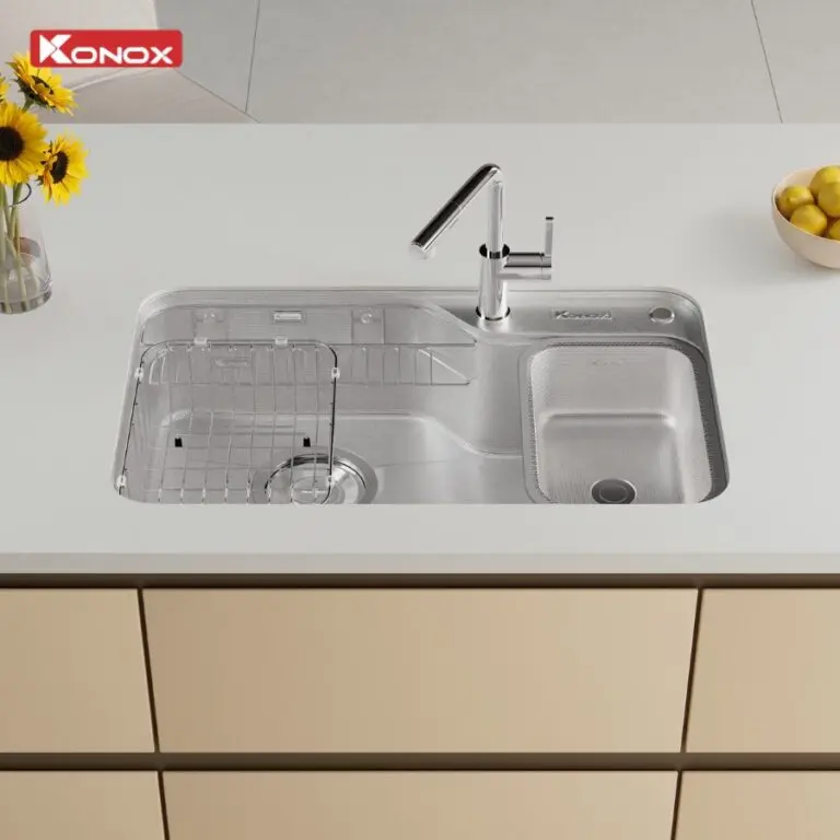 Chậu rửa bát inox 1 hố Konox Dekor 8250TS 5 Chậu rửa bát inox 1 hố Konox Dekor 8250TS