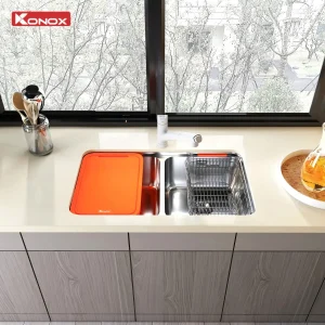 Chậu rửa bát lắp âm 2 hố cân R50 Tari 7846DU