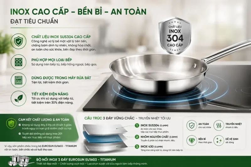 BỘ NỒI INOX 7 MÓN EUROSUN EU1603 TITANIUM