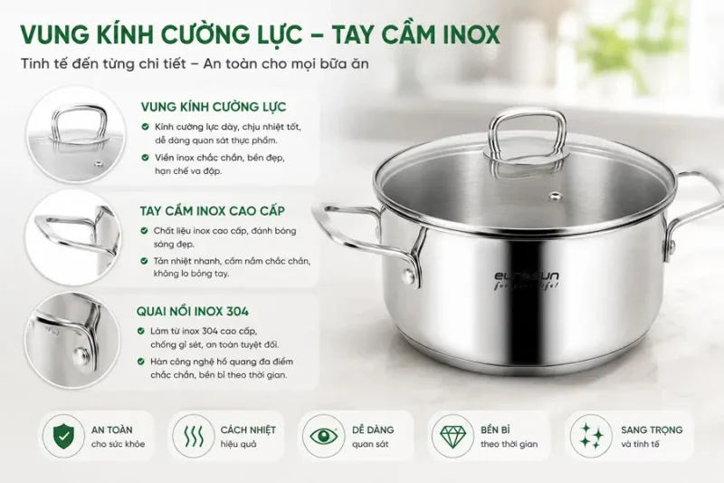BỘ NỒI INOX 7 MÓN EUROSUN EU1603 TITANIUM