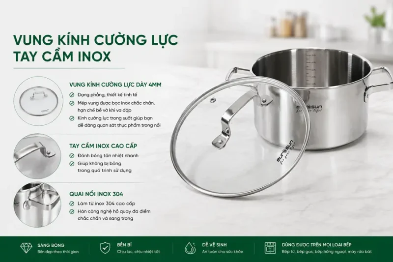 BỘ NỒI INOX 8 MÓN EUROSUN EU1702 HARMONY