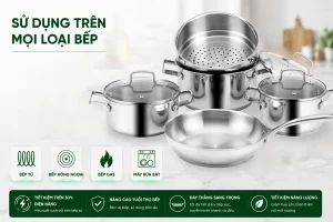 BỘ NỒI INOX 8 MÓN EUROSUN EU1702 HARMONY - 1702 3 1