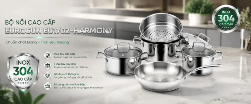 BỘ NỒI INOX 8 MÓN EUROSUN EU1702 HARMONY