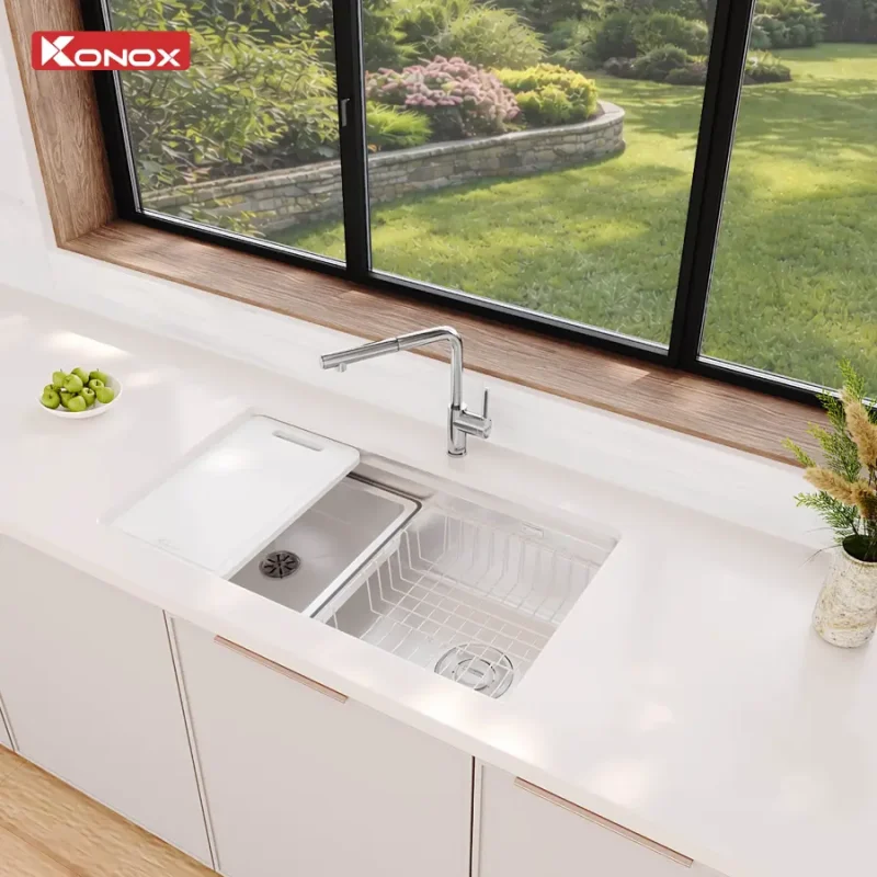 Chậu rửa bát phong cách Nhật chống xước Konox Tari Smart 780