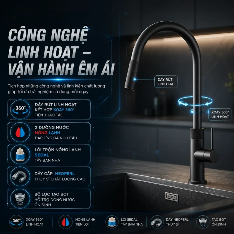 VÒI RỬA CHÉN NÓNG LẠNH MALLOCA K1090BM