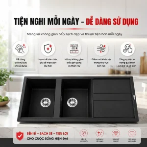CHẬU RỬA CHÉN ĐÁ GRANITE MALLOCA BLACK K50086 - 5 Black K50086 1